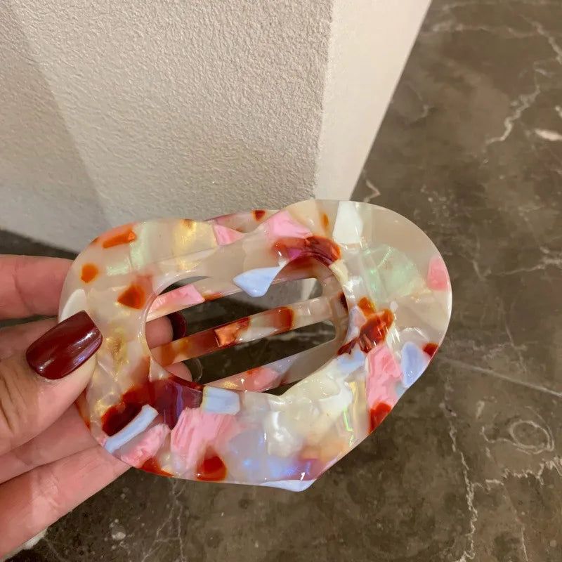 Korean Sweet Girl Pink Texture Vinegar Heart Abalone Clip Fashion Ins Post Grabbing Hairpin Without Hurting Hair Accessories New